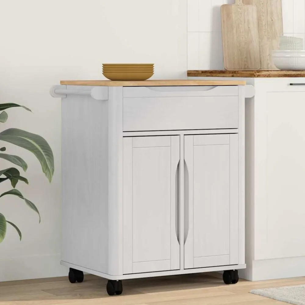 Chariots & Îlots-vidaXL Chariot de cuisine FLORO 72,5 x 45 x 80 cm Blanc