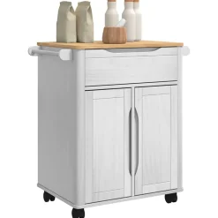 Chariots & Îlots-vidaXL Chariot de cuisine FLORO 72,5 x 45 x 80 cm Blanc