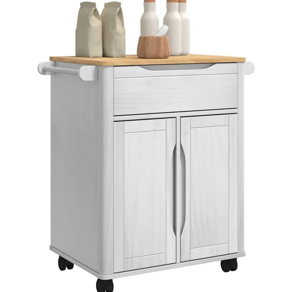 Chariots & Îlots-vidaXL Chariot de cuisine FLORO 72,5 x 45 x 80 cm Blanc