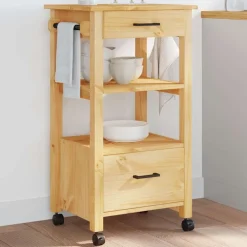 vidaXL Chariot de cuisine MONZA 48x40x88,5 cm bois massif de pin