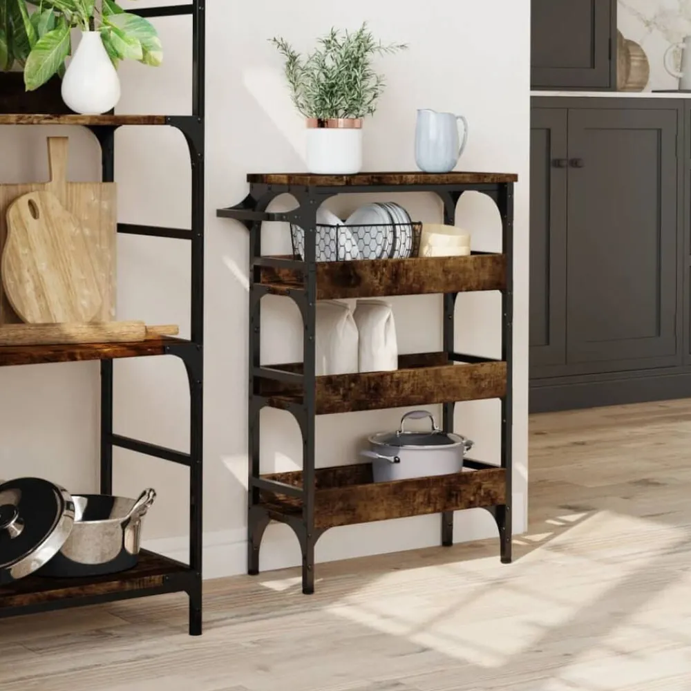 Chariots & Îlots-vidaXL Chariot de cuisine chêne fumé 53x20x76 cm bois d'ingénierie Chêne fumé