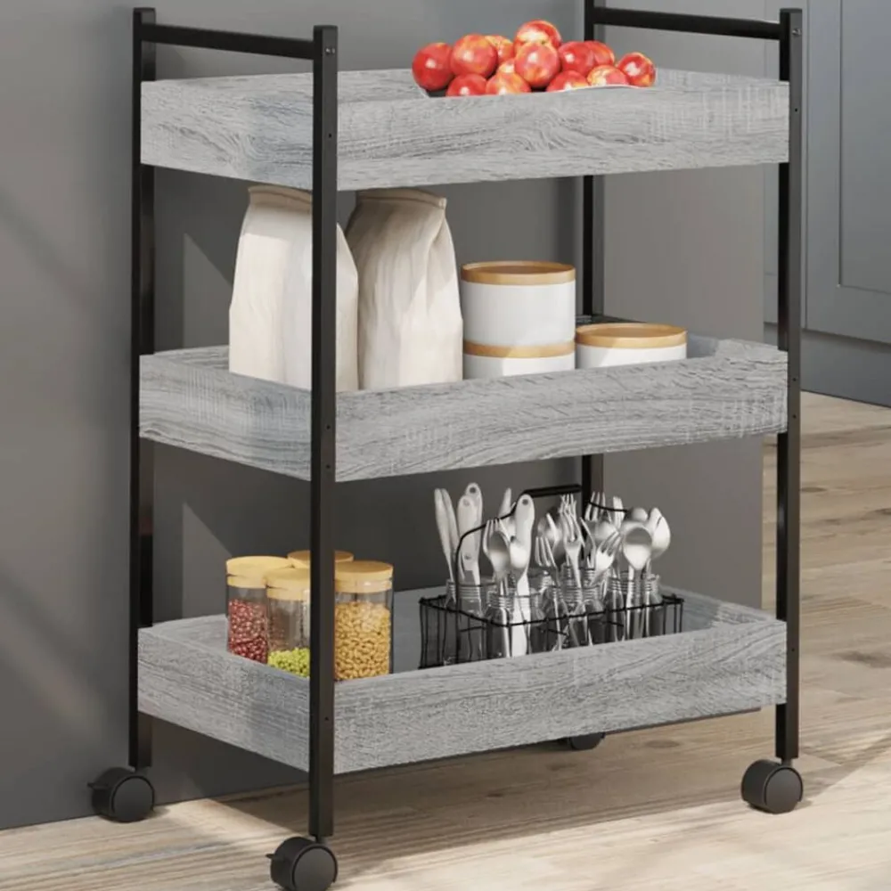Chariots & Îlots-vidaXL Chariot de cuisine 50x30x70 cm bois d'ingénierie Sonoma gris