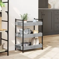 Chariots & Îlots-vidaXL Chariot de cuisine 50x30x70 cm bois d'ingénierie Sonoma gris