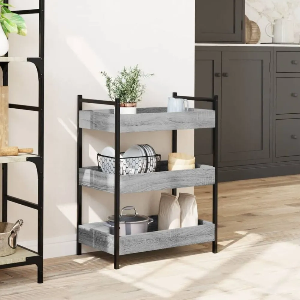 Chariots & Îlots-vidaXL Chariot de cuisine 50x30x70 cm bois d'ingénierie Sonoma gris