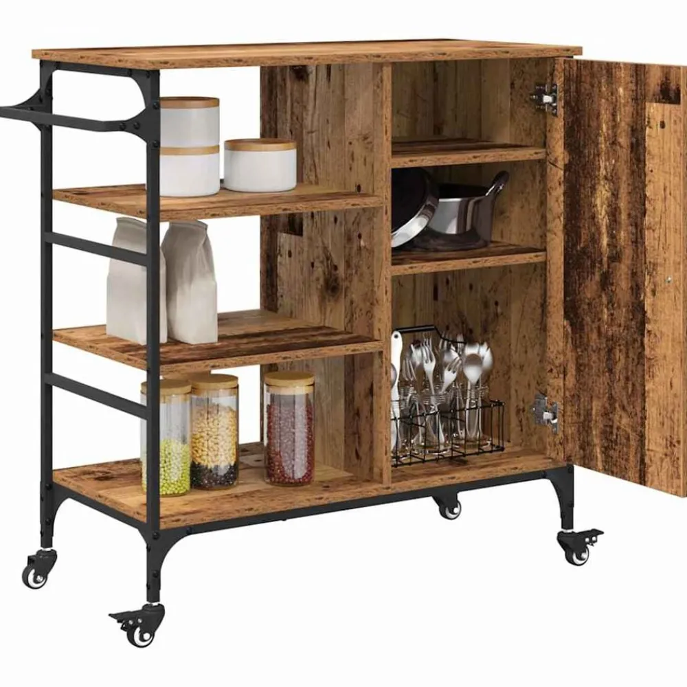 Chariots & Îlots-vidaXL Chariot de cuisine 87.5 x 39 x 84.5 cm Bois ancien