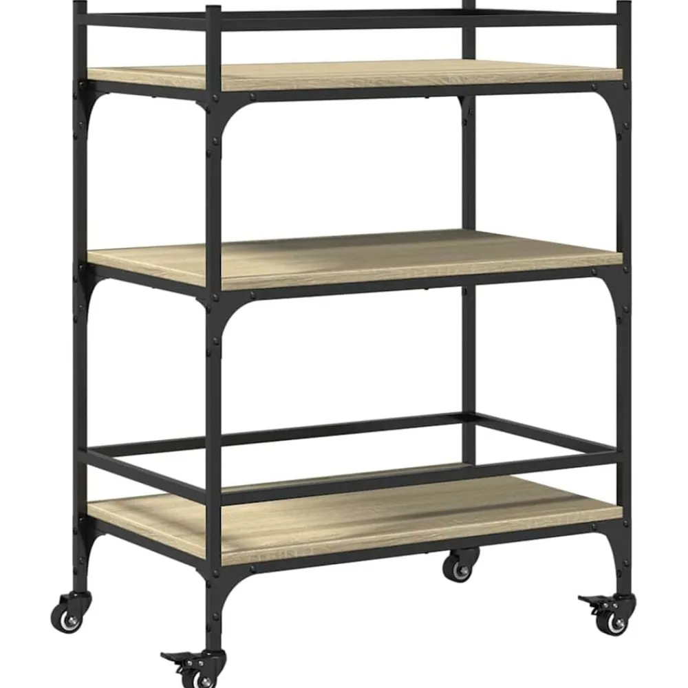 Chariots & Îlots-vidaXL Chariot de cuisine chêne sonoma 65x40x86,5 cm bois d'ingénierie Chêne sonoma