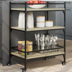 Chariots & Îlots-vidaXL Chariot de cuisine chêne sonoma 65x40x86,5 cm bois d'ingénierie Ch&ecirc;ne sonoma