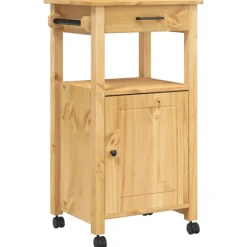 Chariots & Îlots-vidaXL Chariot de cuisine MONZA 48x40x88,5 cm bois massif de pin Marron