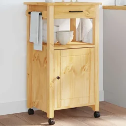 Chariots & Îlots-vidaXL Chariot de cuisine MONZA 48x40x88,5 cm bois massif de pin Marron