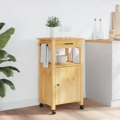 Chariots & Îlots-vidaXL Chariot de cuisine MONZA 48x40x88,5 cm bois massif de pin Marron