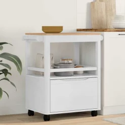 Chariots & Îlots-vidaXL Chariot de cuisine FLORO 72,5 x 45 x 80 cm Blanc