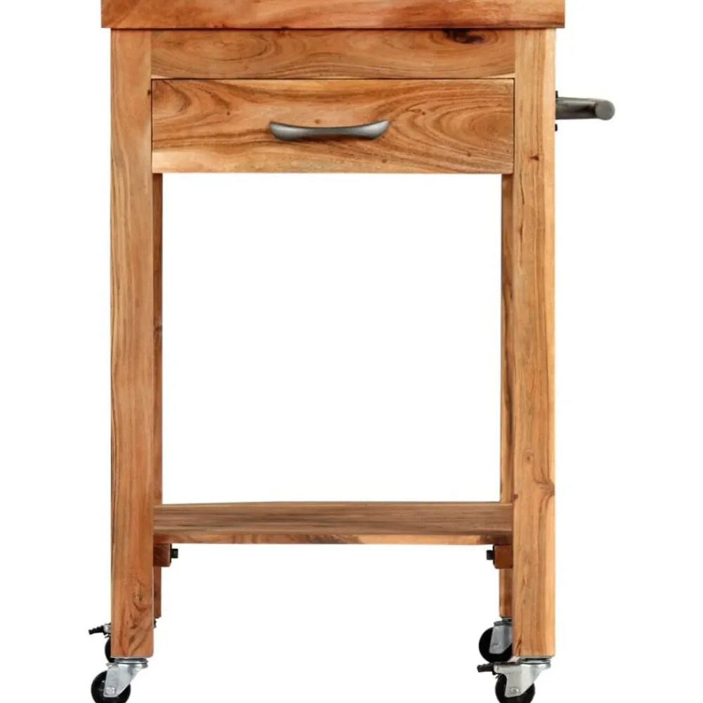 vidaXL Chariot de cuisine 58x58x89 cm Bois d'acacia massif