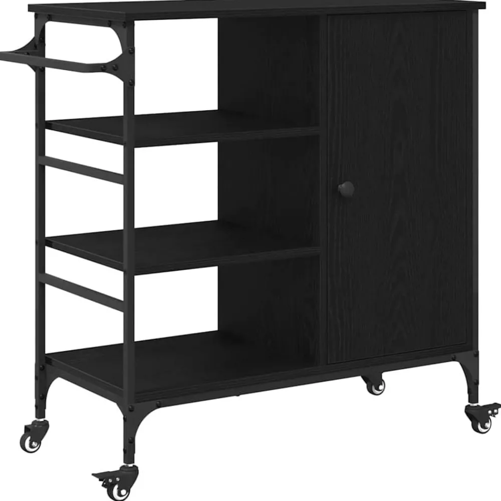 Chariots & Îlots-vidaXL Chariot de cuisine Chêne noir 87.5 x 39 x 84.5 cm Chêne noir