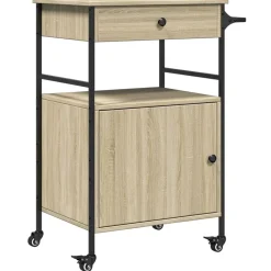 vidaXL Chariot de cuisine chêne sonoma 56x43x89,5 cm bois d'ingénierie