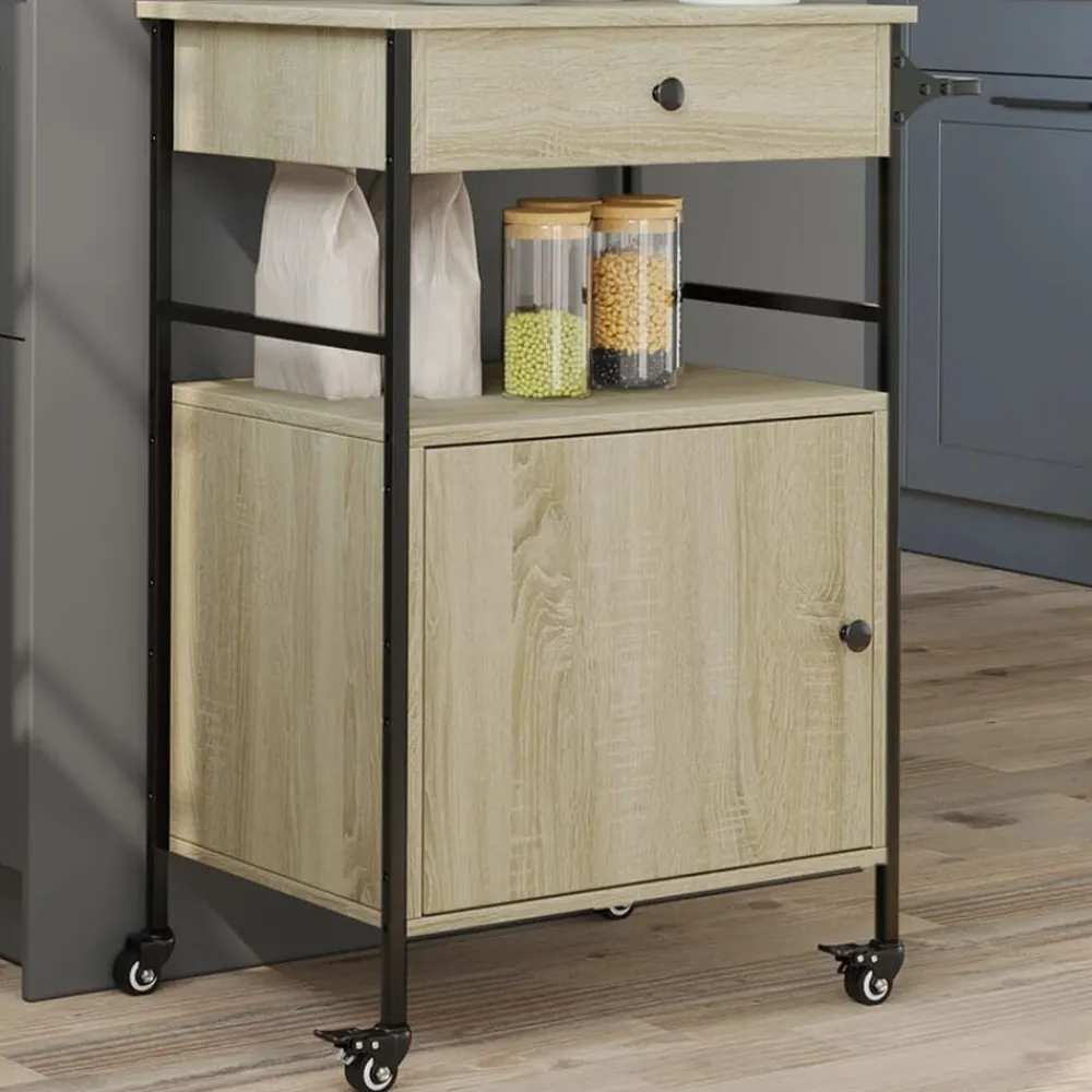 vidaXL Chariot de cuisine chêne sonoma 56x43x89,5 cm bois d'ingénierie