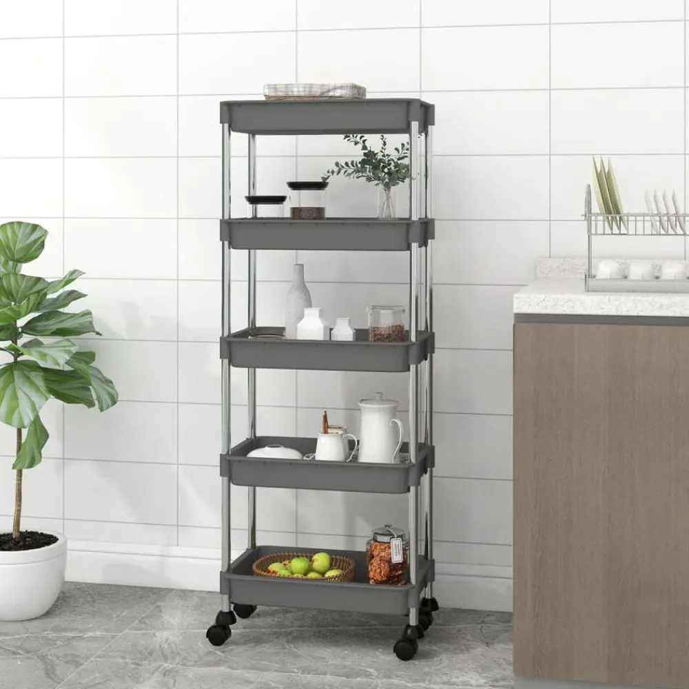 vidaXL Chariot de cuisine 5 niveaux 42x29x128 cm Fer et ABS