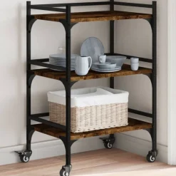 Chariots & Îlots-vidaXL Chariot de cuisine chêne fumé 50x35x75,5 cm bois d'ingénierie Ch&ecirc;ne fumé