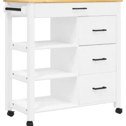 Chariots & Îlots-vidaXL Chariot de cuisine MONZA 84x40x88,5 cm bois massif de pin Blanc