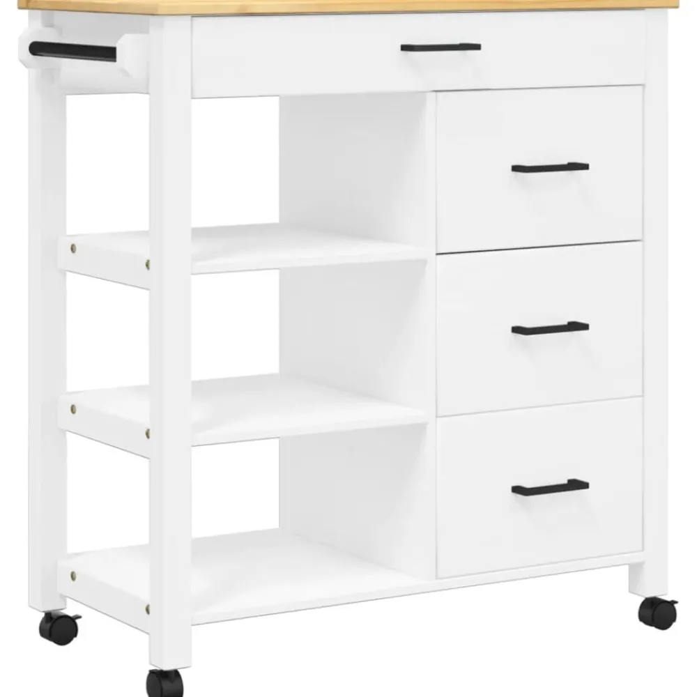 Chariots & Îlots-vidaXL Chariot de cuisine MONZA 84x40x88,5 cm bois massif de pin Blanc