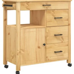vidaXL Chariot de cuisine MONZA 84x40x88,5 cm bois massif de pin