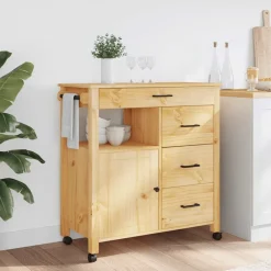 vidaXL Chariot de cuisine MONZA 84x40x88,5 cm bois massif de pin