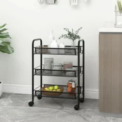 vidaXL Chariot de cuisine à 3 niveaux 46x26x64 cm Fer