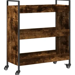 vidaXL Chariot de cuisine chêne fumé 70x30x82 cm bois d'ingénierie