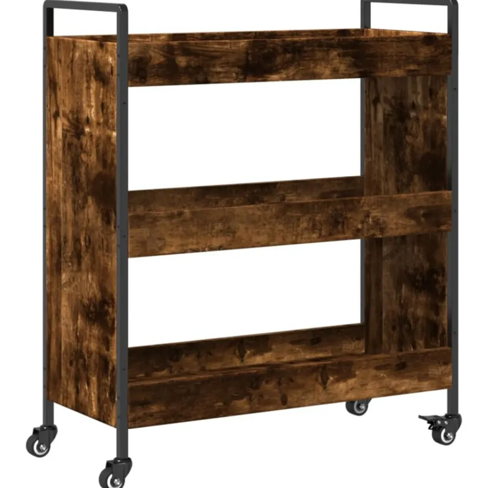 vidaXL Chariot de cuisine chêne fumé 70x30x82 cm bois d'ingénierie