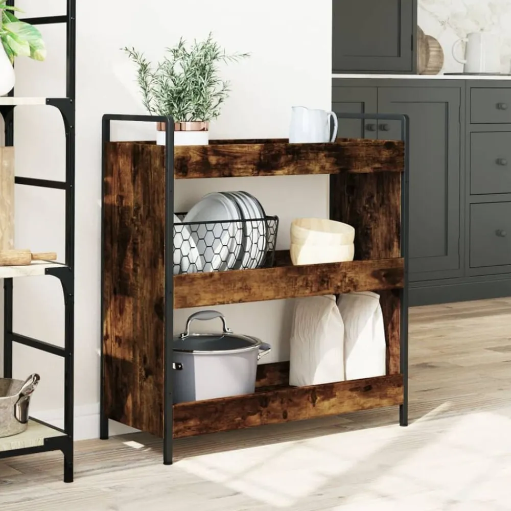 vidaXL Chariot de cuisine chêne fumé 70x30x82 cm bois d'ingénierie