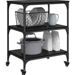 Chariots & Îlots-vidaXL Chariot de cuisine Chêne noir 60 x 41 x 76 cm Bois d'ingénierie Chêne noir