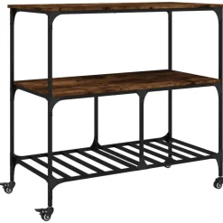 vidaXL Chariot de cuisine chêne fumé 100x50x95 cm bois d'ingénierie
