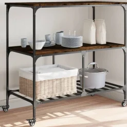vidaXL Chariot de cuisine chêne fumé 100x50x95 cm bois d'ingénierie