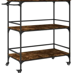 Chariots & Îlots-vidaXL Chariot de cuisine chêne fumé 100,5x50x105 cm bois d'ingénierie Chêne fumé