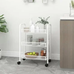 vidaXL Chariot de cuisine à 3 niveaux 46x26x64 cm Fer