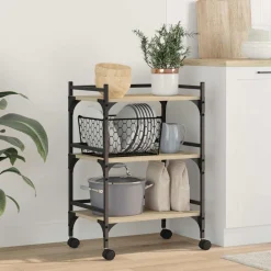 vidaXL Chariot de cuisine Chêne Sonoma 50 x 35 x 75,5 cm
