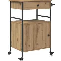 Chariots & Îlots-vidaXL Chariot de cuisine Chêne artisanal 56 x 43 x 89,5 cm ch&ecirc;ne artisanal
