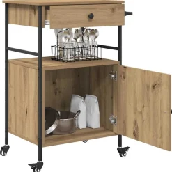 Chariots & Îlots-vidaXL Chariot de cuisine Chêne artisanal 56 x 43 x 89,5 cm chêne artisanal