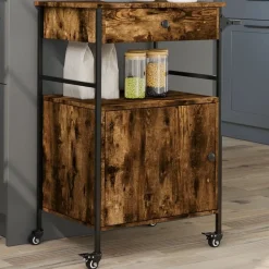 Chariots & Îlots-vidaXL Chariot de cuisine chêne fumé 56x43x89,5 cm bois d'ingénierie Ch&ecirc;ne fumé