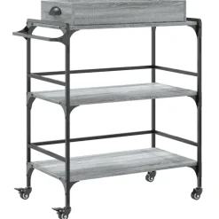 Chariots & Îlots-vidaXL Chariot de cuisine 81,5x41x92,5cm bois d'ingénierie Sonoma gris