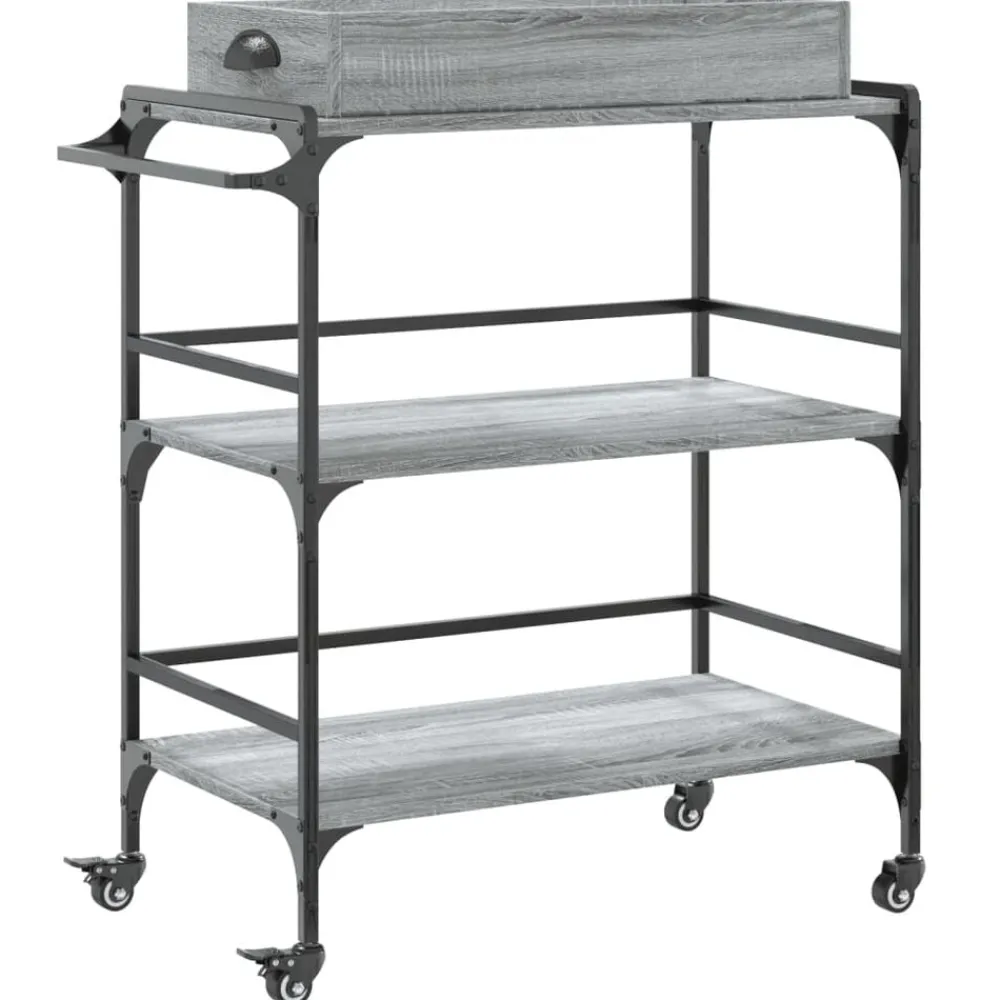 Chariots & Îlots-vidaXL Chariot de cuisine 81,5x41x92,5cm bois d'ingénierie Sonoma gris