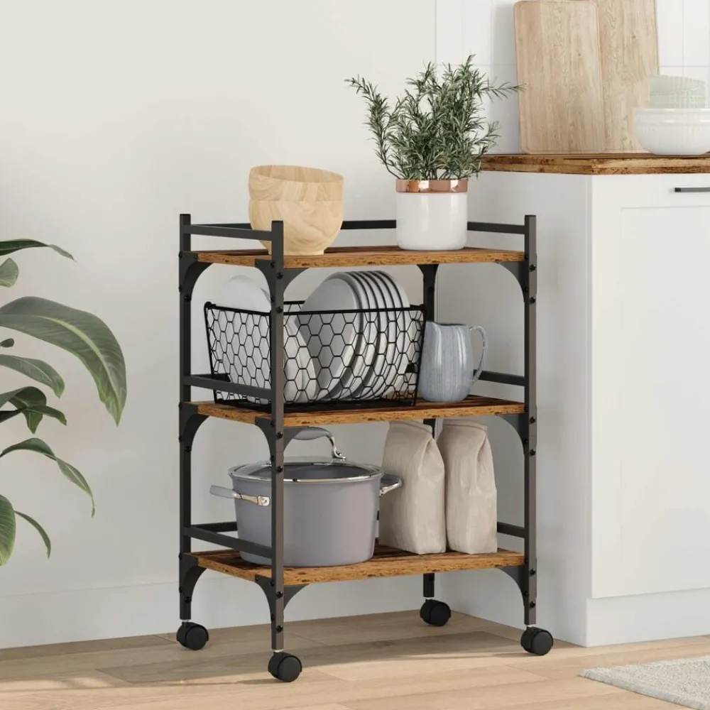 vidaXL Chariot de cuisine 50 x 35 x 75,5 cm