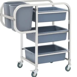 Chariots & Îlots-vidaXL Chariot de cuisine avec récipients en plastique 82x43,5x93 cm