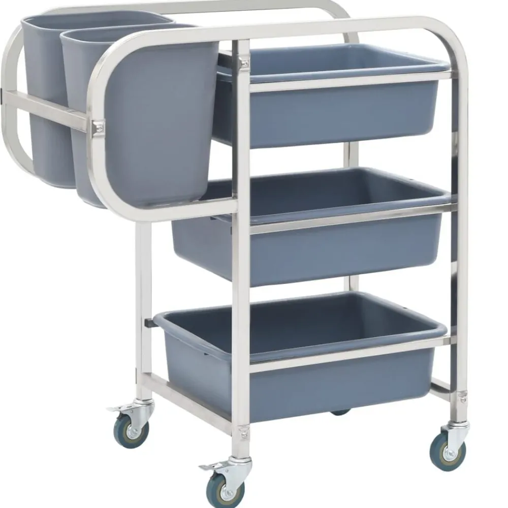 Chariots & Îlots-vidaXL Chariot de cuisine avec récipients en plastique 82x43,5x93 cm