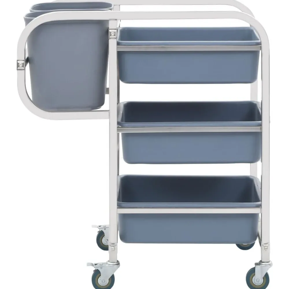 Chariots & Îlots-vidaXL Chariot de cuisine avec récipients en plastique 82x43,5x93 cm