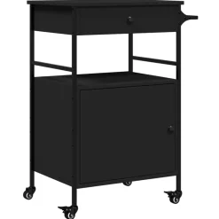 Chariots & Îlots-vidaXL Chariot de cuisine 56x43x89,5 cm bois d'ingénierie Noir
