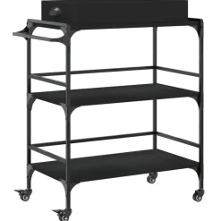 Chariots & Îlots-vidaXL Chariot de cuisine 81,5x41x92,5 cm bois d'ingénierie Noir