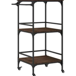 Chariots & Îlots-vidaXL Chariot de cuisine chêne marron 60,5x50x105cm bois d'ingénierie Ch&ecirc;ne marron