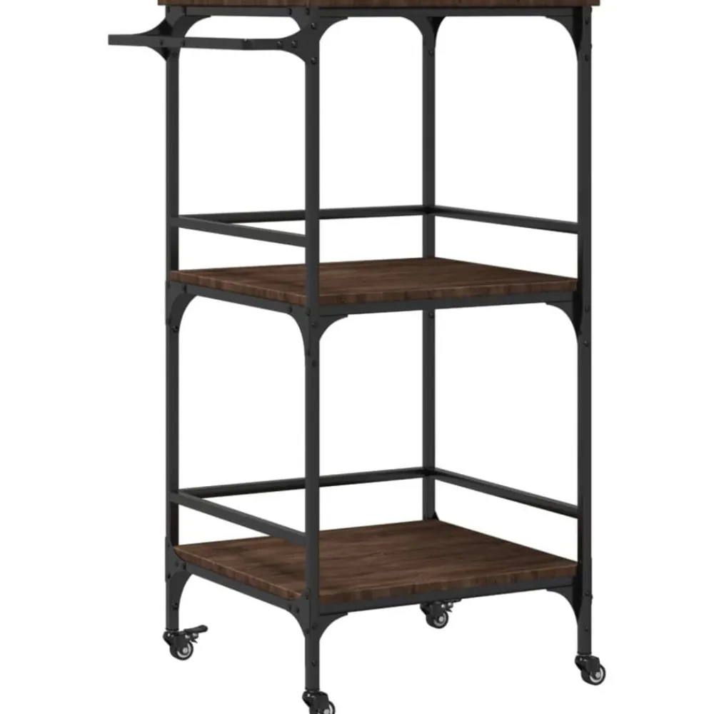 Chariots & Îlots-vidaXL Chariot de cuisine chêne marron 60,5x50x105cm bois d'ingénierie Chêne marron