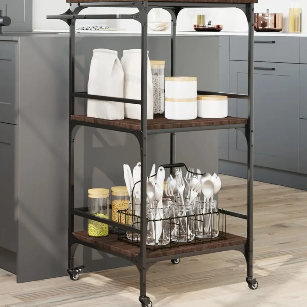Chariots & Îlots-vidaXL Chariot de cuisine chêne marron 60,5x50x105cm bois d'ingénierie Chêne marron