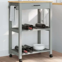 Chariots & Îlots-vidaXL Chariot de cuisine MONZA 60x40x88,5 cm bois massif de pin Gris